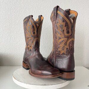 NEW Rod Patrick Mens Cowboy Boots Brown Leather Western Square Toe 14.5A